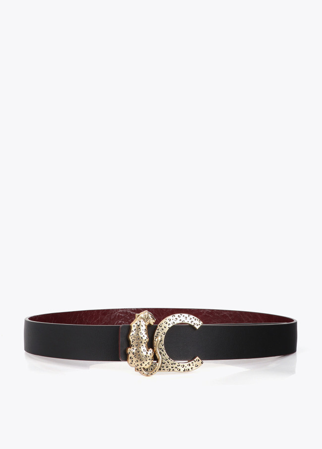Cinturón reversible textura con hebilla animal