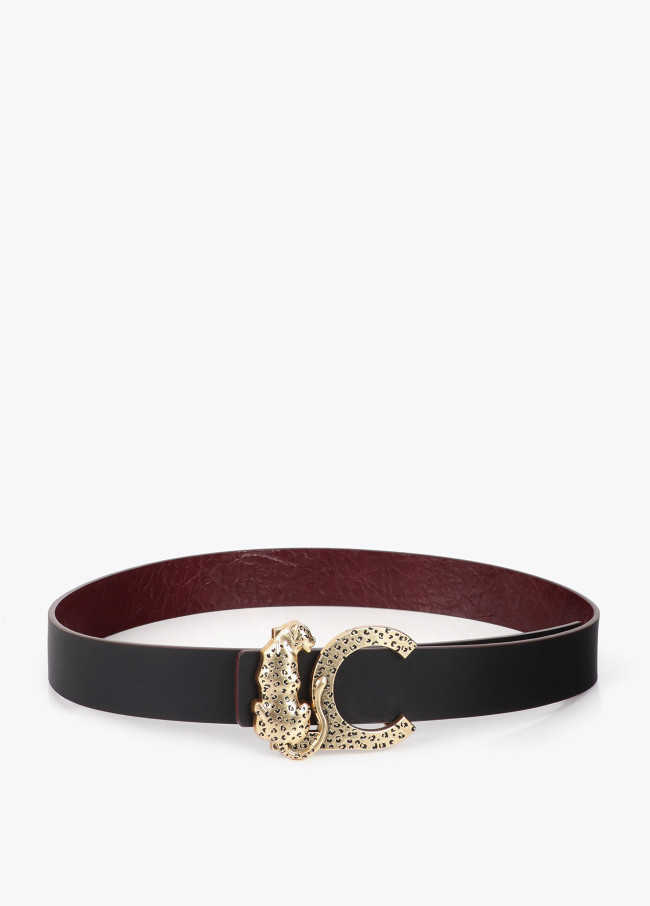 Cinturón reversible textura con hebilla animal