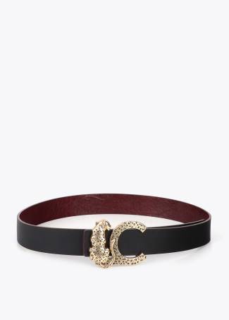 Cinturón reversible textura con hebilla animal