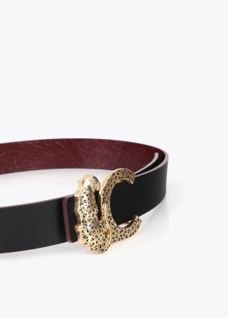 Cinturón reversible textura con hebilla animal