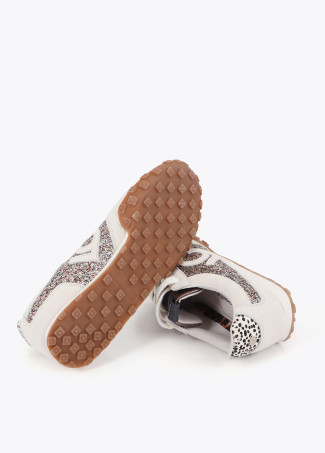 Sneakers in materiali misti e pelle