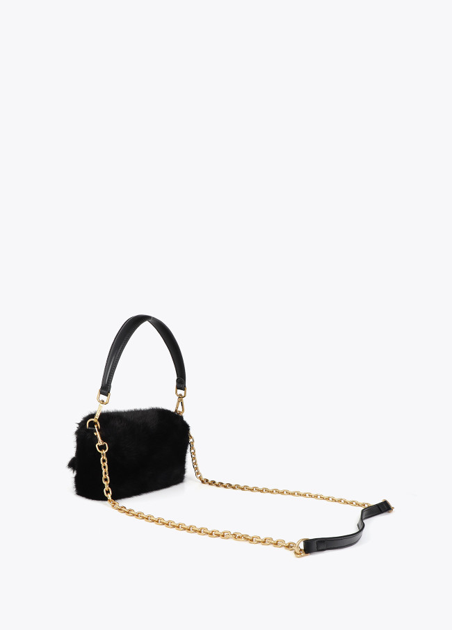 Fell Schultertasche mit Klappe