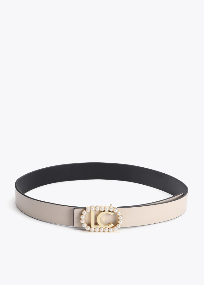 Ceinture réversible avec boucle ovale et perles...