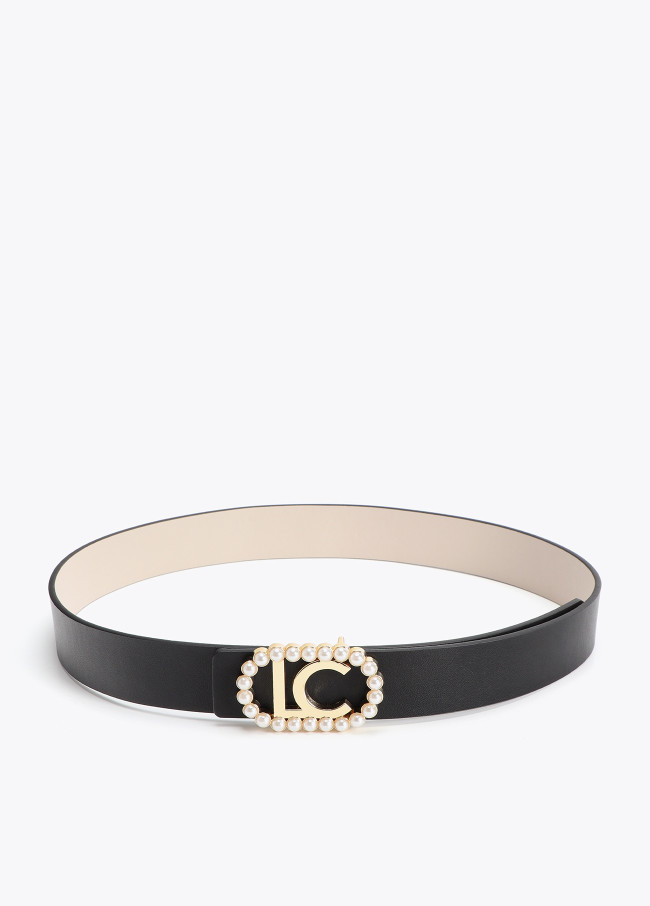Ceinture réversible avec boucle ovale et perles...