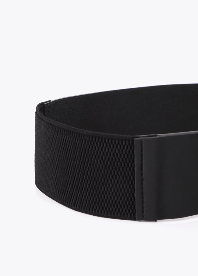Elastic Sash Belt with Covered Buckle