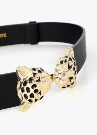 Verstellbarer Doppel-Schnallen-Gürtel Leopard