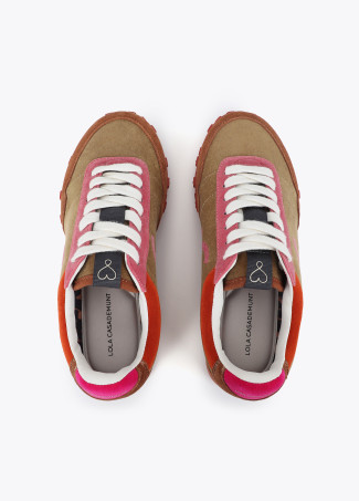 Sneakers in materiali misti e pelle
