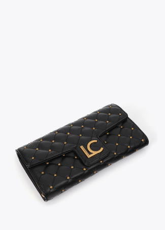 Portefeuille Effet Cuir Matelassé avec Mini Clous