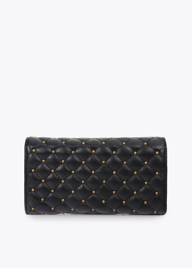 Portefeuille Effet Cuir Matelassé avec Mini Clous