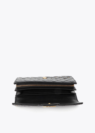 Portefeuille Effet Cuir Matelassé avec Mini Clous
