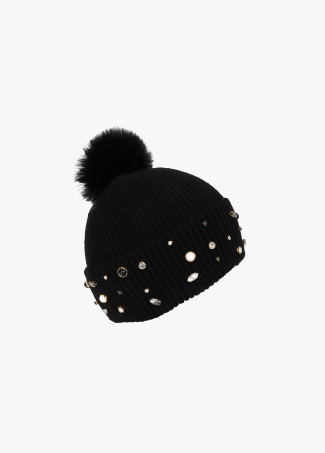 Cappello in Maglia con Perle e Cristalli