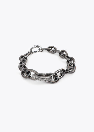 Collier chaîne court avec maillon en cristal