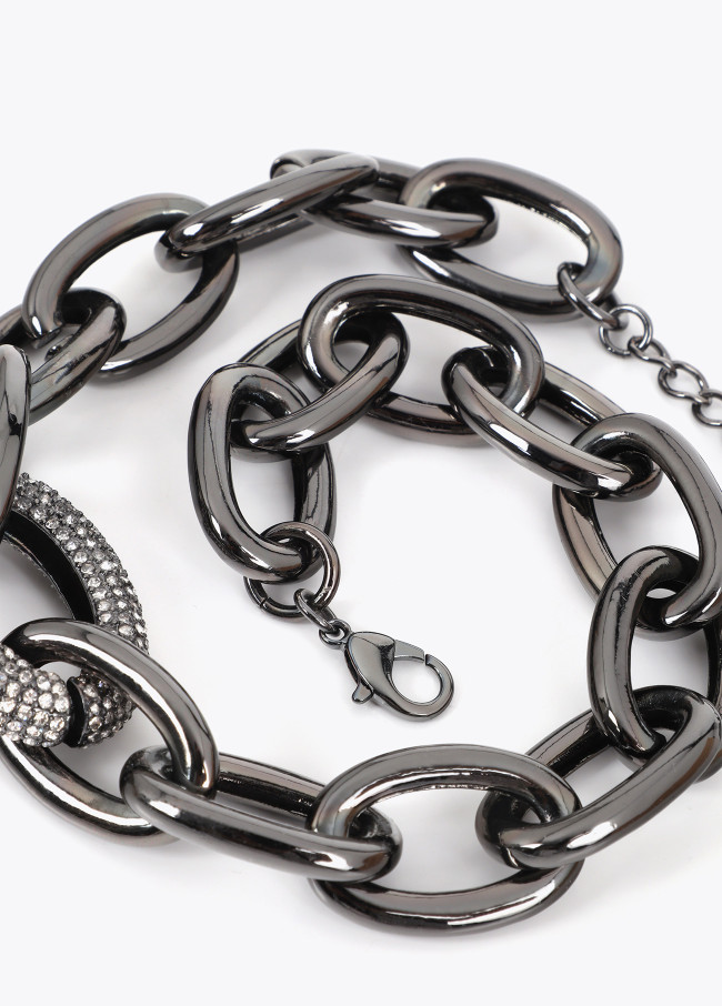 Short Chain Necklace with Crystal Link