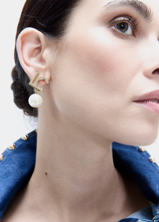 Boucle d'oreille logo et perle
