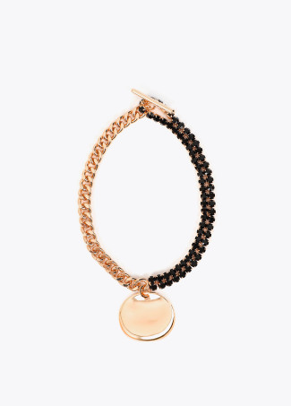 Colar Combinado Dourado e Pedras Pretas