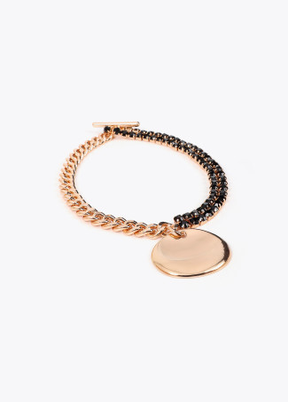 Collier Combiné Doré et Pierres Noires