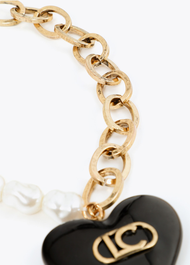 Collar combinado perlas y cadena con corazón...