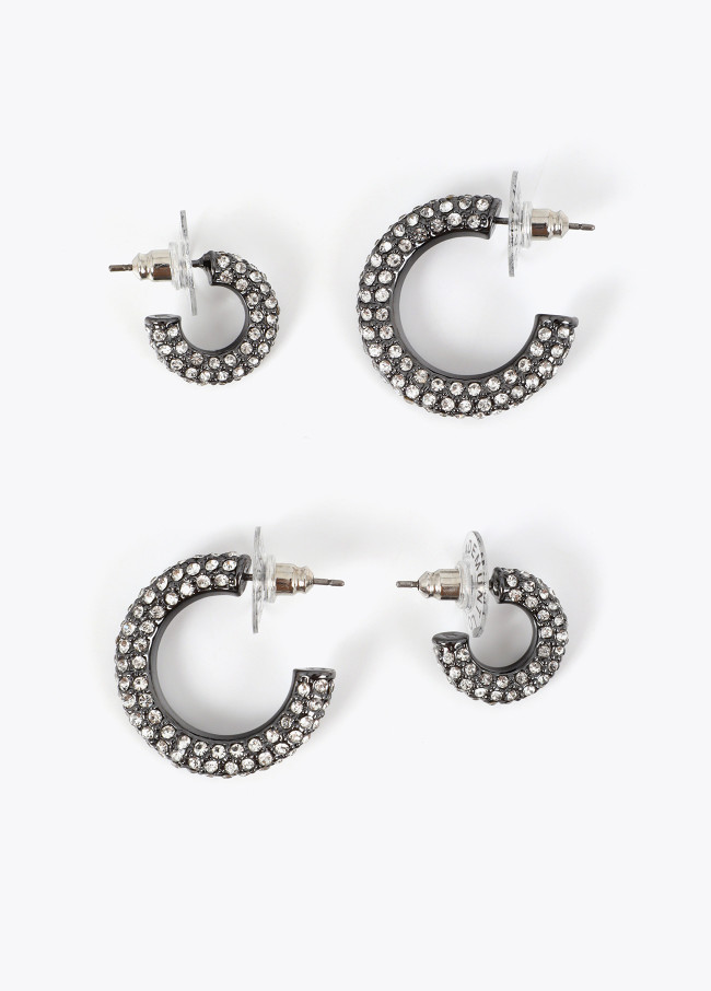 Confezione Orecchini Cerchio Cristalli