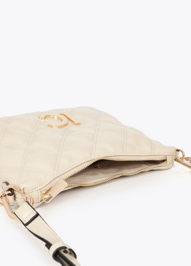 Quilted Crossbody Bag with Double Stitching and...