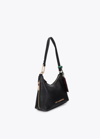 Sac Bandoulière Effet Cuir avec Pendentif Contrasté
