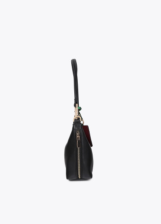 Sac Bandoulière Effet Cuir avec Pendentif Contrasté