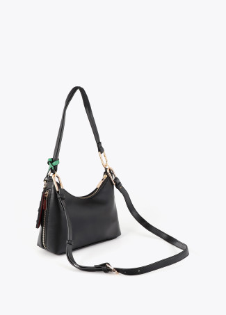 Faux Leather Crossbody with Contrast Pendant