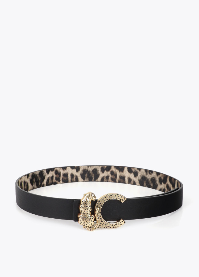 Cinturón reversible animal print hebilla animal