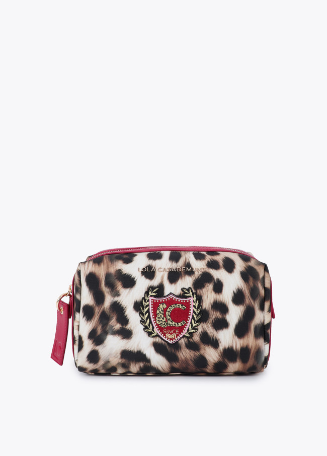 Kosmetiktasche mit Animal Print und personalisiertem Patch