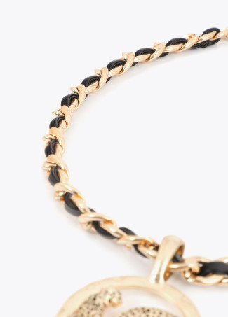 Collana corta con ciondolo medaglione logo animale