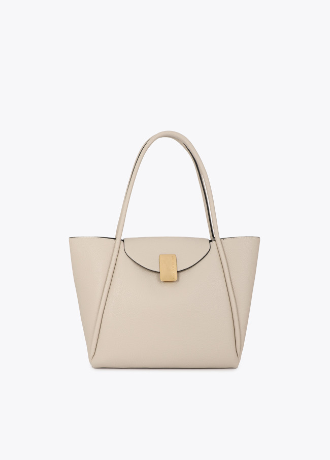 Shopper effet cuir avec fermeture métallique