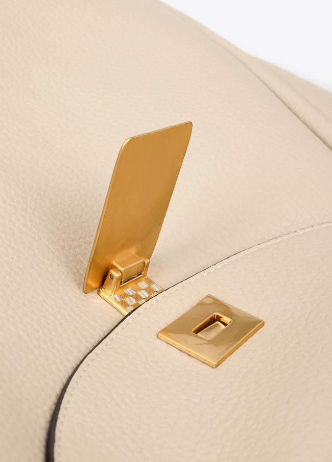 Faux Leather Shopper with Metallic Closure