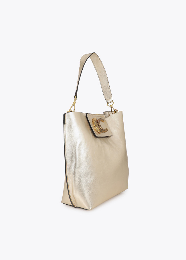 Shopper con Dettaglio a Catena e Logo Leopardo
