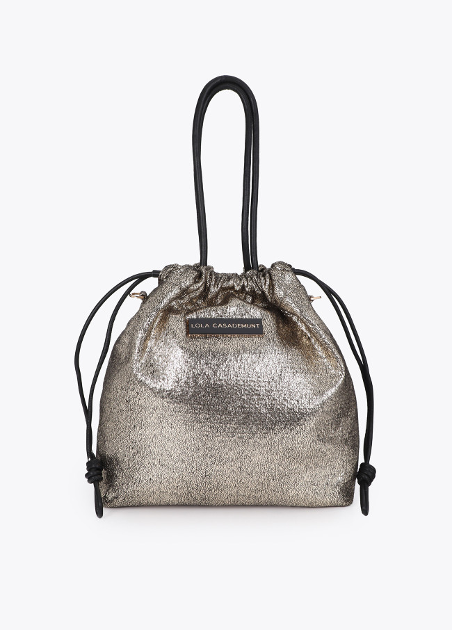 Shopper in tessuto fantasia con effetto pelle