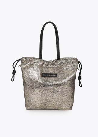 Fantasy Fabric Shopper with Faux Leather Effect