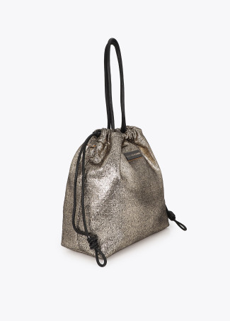 Fantasy Fabric Shopper with Faux Leather Effect