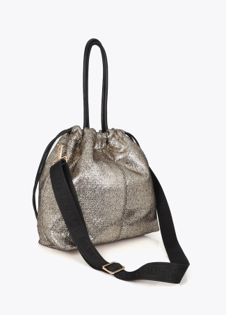 Fantasy Fabric Shopper with Faux Leather Effect