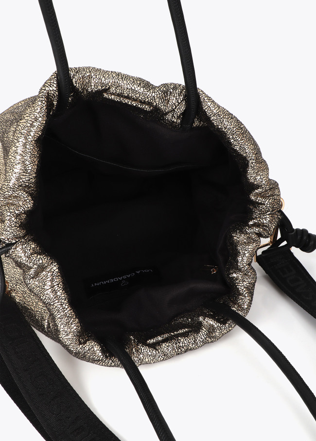 Fantasy Fabric Shopper with Faux Leather Effect