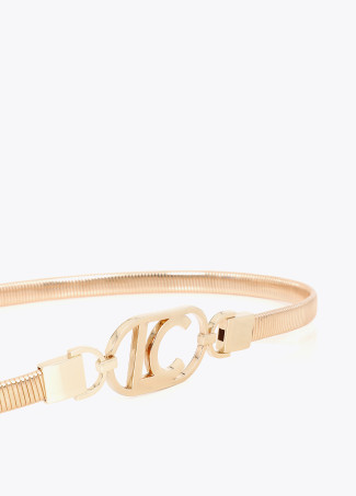 Elastischer Metallgürtel mit ovalem Logo
