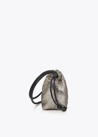 Bandolera tecido fantasia com alças de efeito couro