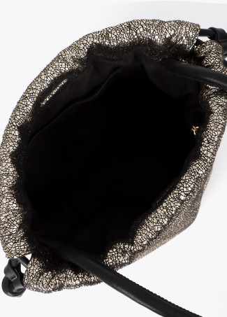 Fantasy Fabric Crossbody Bag with Faux Leather Handles