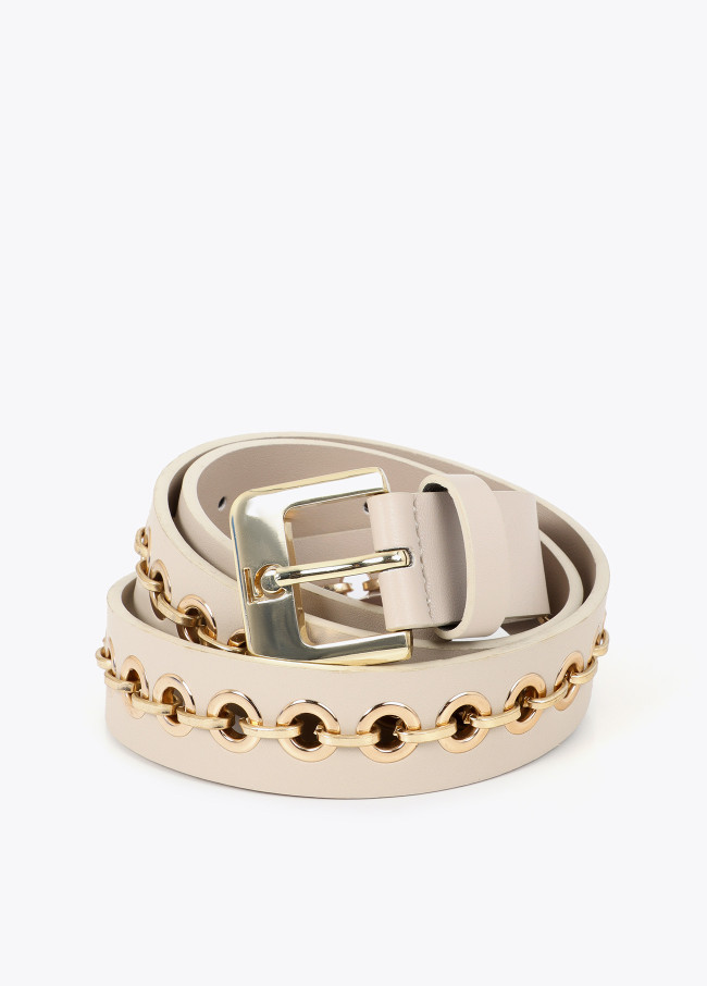 Belt with Chain and Eyelet Detail