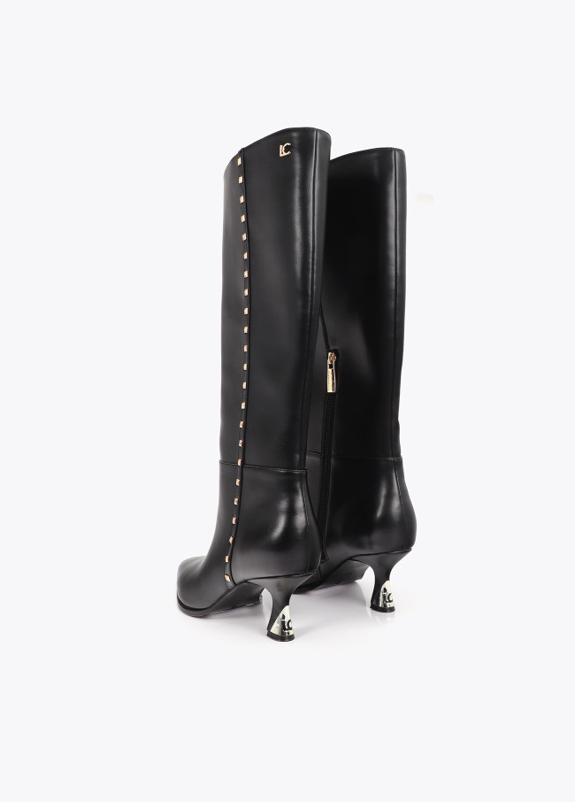 High Boot with Customized Heel and Studded...