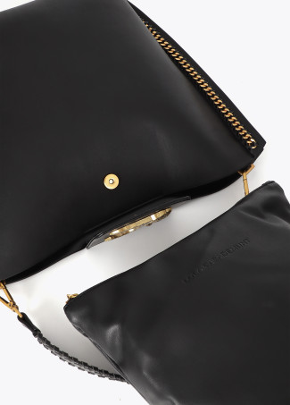 Shopper avec Détail Chaîne et Logo Léopard