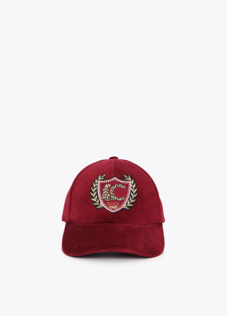Cappello in velluto con patch LC