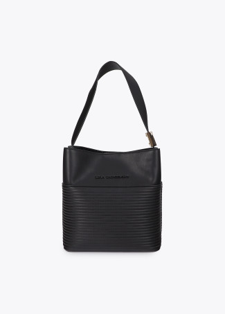 Quilted Stripe Effect Shopper with Metal Ball Detail