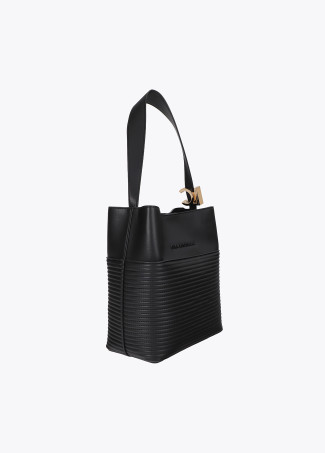 Quilted Stripe Effect Shopper with Metal Ball Detail