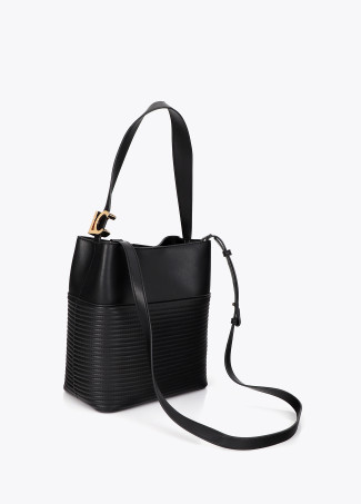Quilted Stripe Effect Shopper with Metal Ball Detail