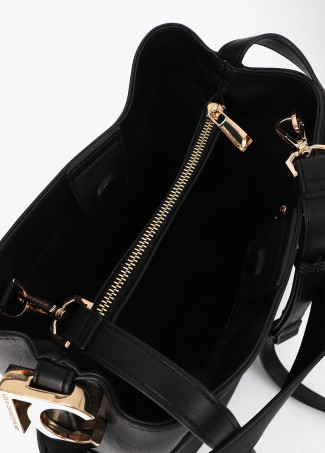 Quilted Stripe Effect Shopper with Metal Ball Detail
