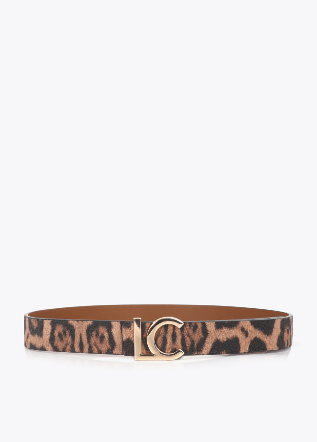 Cinturón reversible estampado animal y hebilla LC