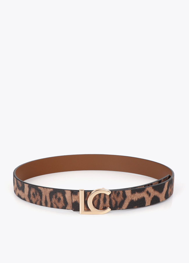 Cinturón reversible estampado animal y hebilla LC